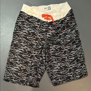 Old Navy Black and White Shark Print Swim Shorts
